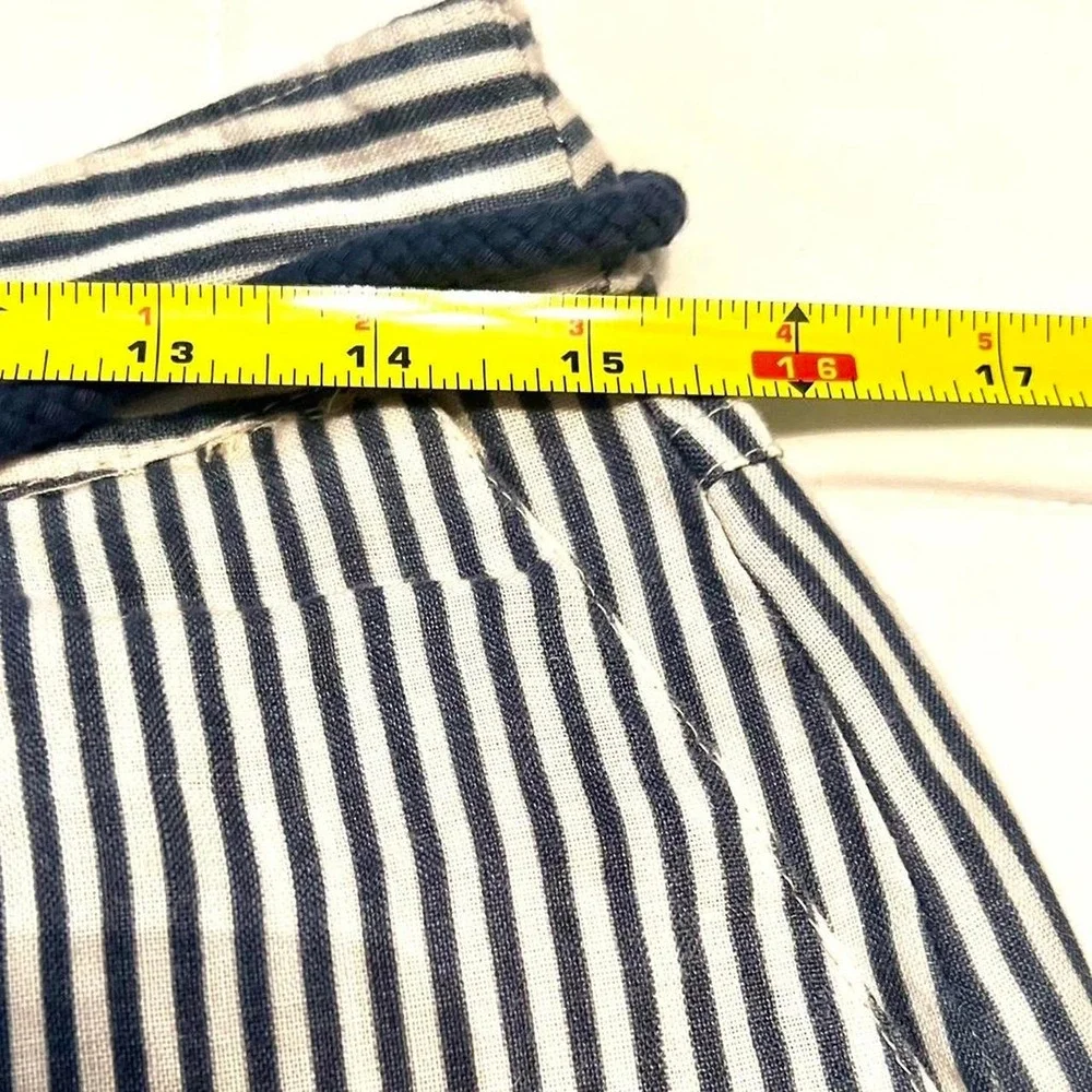 Cynthia Rowley navy + white striped shorts with adjustable waist